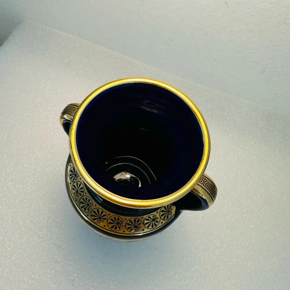 greece 24k gold trim vase Neofitou Keramik 6.8 “tal